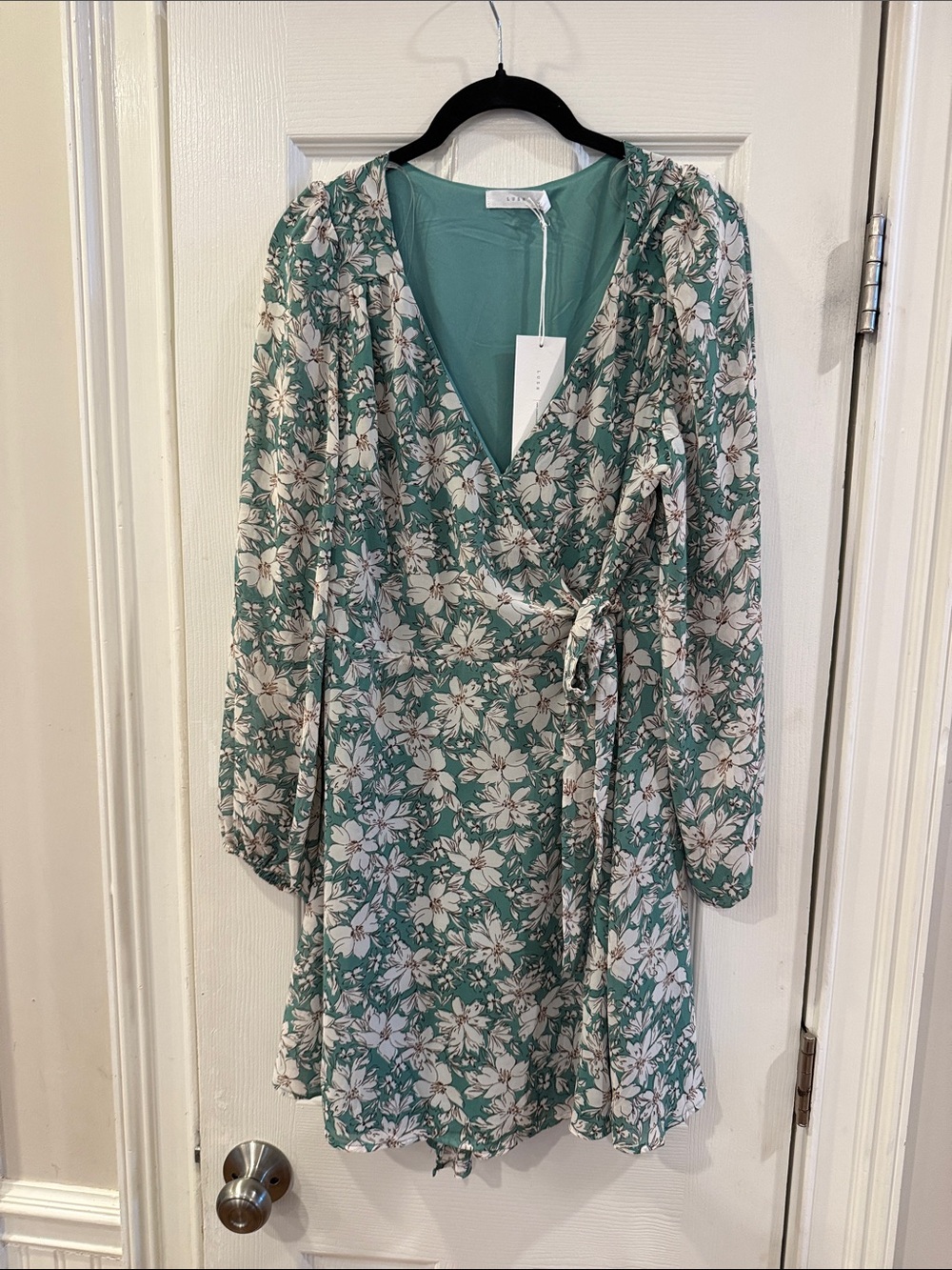 Lush Green Floral Wrap  Dress